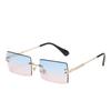 2PCS Women and Men Fashion Sunglasses UV400 Shades Rectangle Sun Glasses Rimless Summer Fashion Eyewear