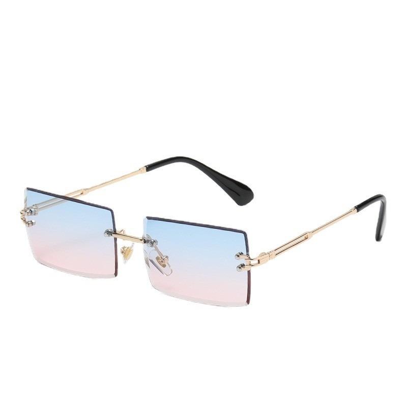 2PCS Women and Men Fashion Sunglasses UV400 Shades Rectangle Sun Glasses Rimless Summer Fashion Eyewear