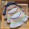 Summer Rainbow Sun hat Women's Bucket Hat Ins Beach Straw Cap  Outdoor
