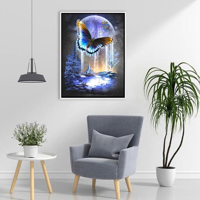 DIY 5D Butterfly Diamond Painting Full Round Dirll Rhinestones Animal Diamond Embroidery Flowers Cross Stitch Home Decor