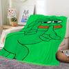 Funny Meme Cartoon Art P-Pepe Frog Home Flannel Warm Comfort Soft Plush Blanket For Sofa Living Room Office Bedroom Travel Gift