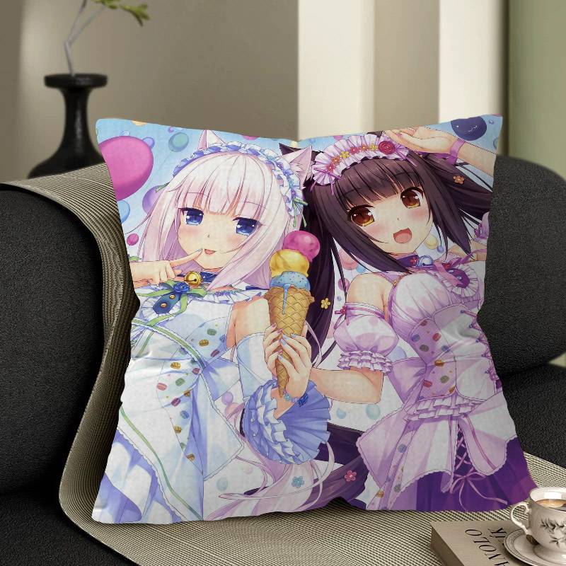 N-Nekopara Anime Cushion Cover Pillow Cover Decor Pillowcase Printed Cushion Case For Couch