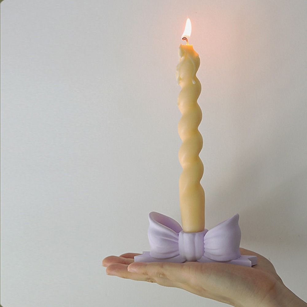 Vintage Gypsum Candlestick Holder Ins Mini Candle Stands Birthday Bow Candle Holder  Wedding Decor