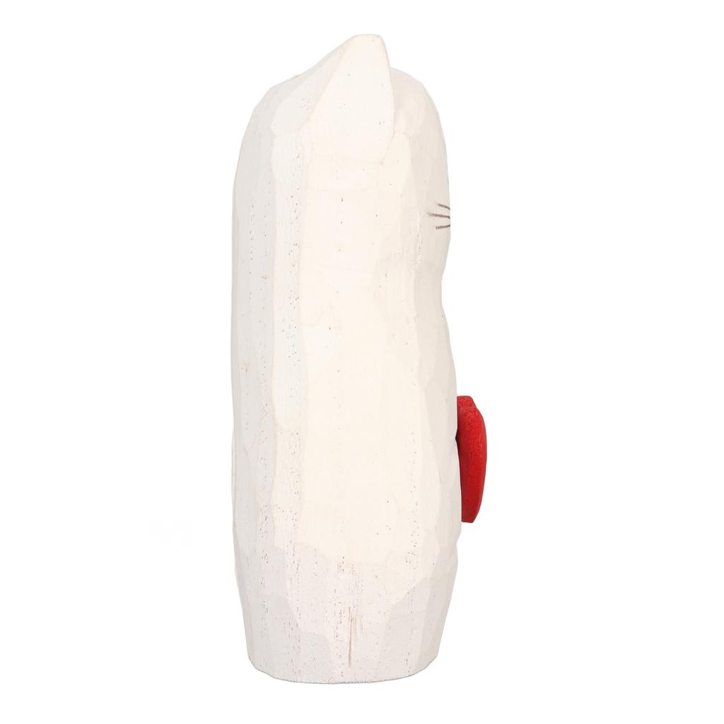 Cat Statue Flower Vase White Handmade Textured Wooden Cat Vase for Thanksgiving Day Gift Cat Lovers