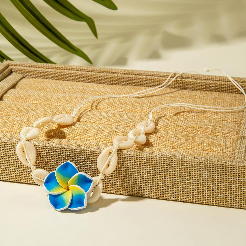 Europe and America Cross-Border New Egg Flower Shell Necklace Women's Jewelry Beach Vacation Style Handmade Woven Shell Necklace