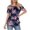 Women's Summer Printing Short Sleeve Strappy Cold Shoulder T-Shirt Tops Blouses