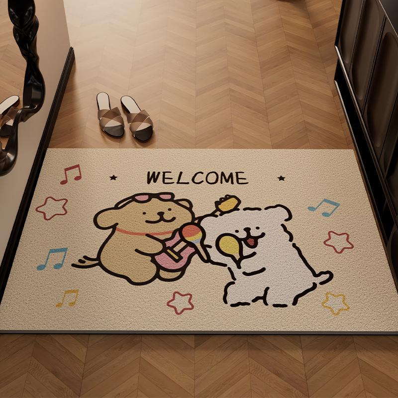 Entry Door Floor Mat Cartoon Door Entry Household Silk Ring Foot Mat Door Dust Removal Advanced Sense Dirt-Resistant Non-Slip Pvc Floor Mat