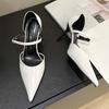 New Sexy Pointed Toe Women Pumps Buckle Strap Thin High Heels Designer Hollow Out Stripper Female Shoes
