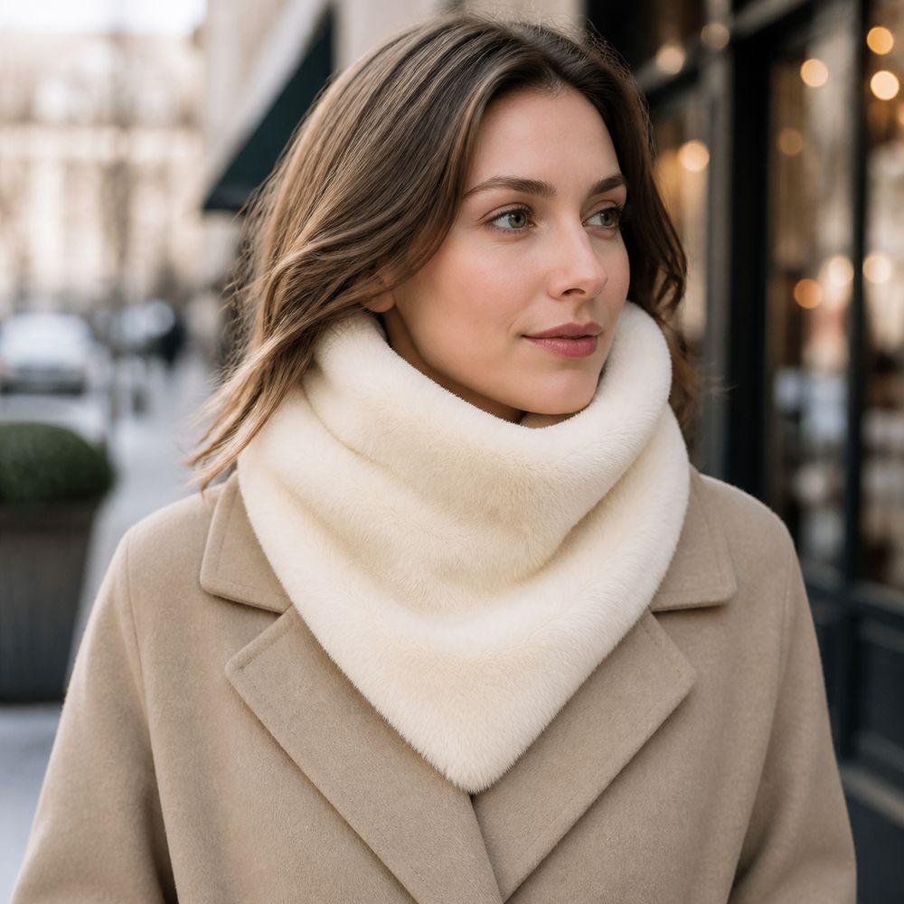 Long Wrap Faux Fur Scarf Soft Plush Neck Warmer New Plush Scarf  Women