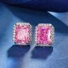Autumn And Winter Jewelry High Carbon Diamond Ice Flower Cut Copper Inlaid Square Diamond Niche Stud Earrings Main Stone 7 * 9