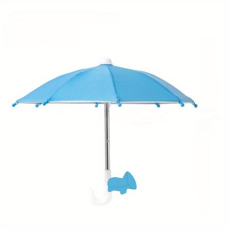 1Pc Mini Phone Umbrella with Pig Suction Cup Stand - Rain & Sun Shield for Smartphones, Reflective Screen Protector, Outdoor Use, Phone Protection