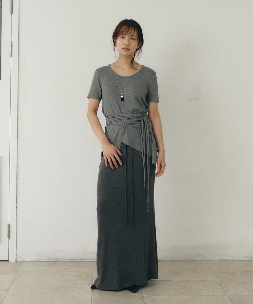 Loutaideu Drape Wrap T-Shirt [Grey]