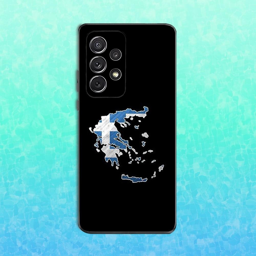 Greek Art Greece Flag Phone Case For Samsung S25,S24,S23,S22,S21,S20,S10,Ultra,Plus,Lite,FE,Soft Silicone Black Cover