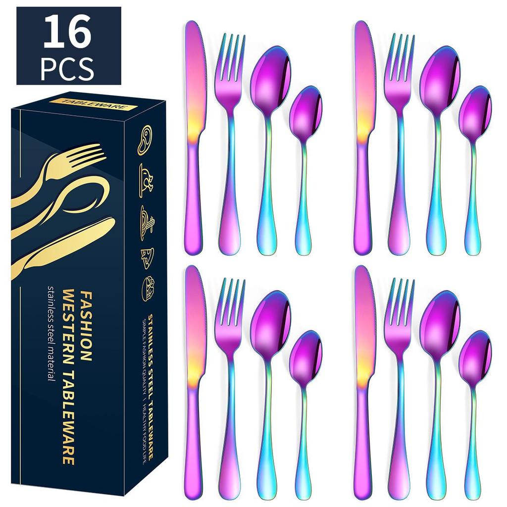 Popular 1010 Stainless Steel Tableware, Knife, Fork, Spoon Set, 24 Piece Set/16 Piece Set, Western Food Tableware Is Cheap