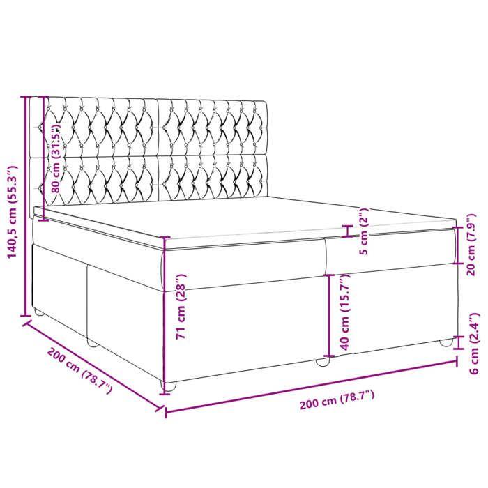 VidaXL Bed Slat Base with Mattress Taupe 200x200 Cm Fabric 3291398