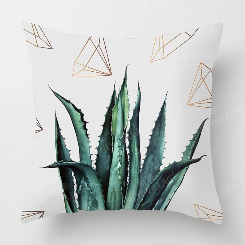 Creative Plant Leaf Patterns Throw Pillow Cover With Short Plush Print Living Room Sofa Decoration Cushion Cover Pillow Covers