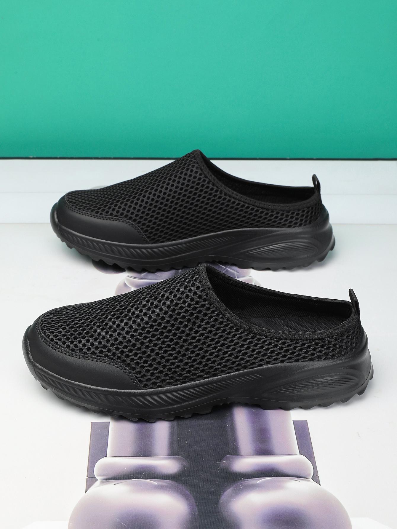 

36-46 Мужские полушлепанцы Противоскользящие Мужская повседневная обувь Легкие мужские плоские шлепанцы Дышащие Модные Слипоны Плоская подошва Для улицы 36 чёрный