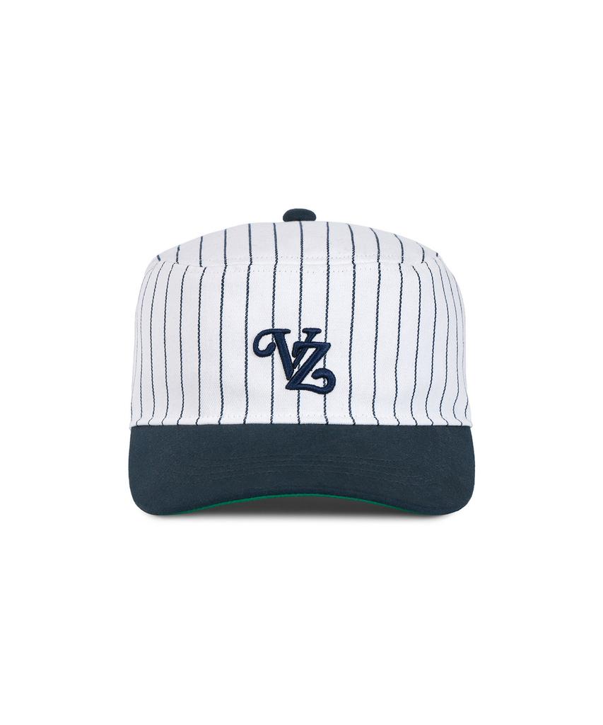 Bajal Leaf Vz Monogram Stripe Pillbox Cap Navy