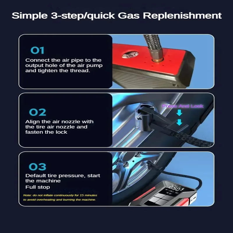 4 In 1 New Car Starting Air Compressor Multi-Function 28000mAh  Portable Battery Booster Digital Tire Inflator Fast Charging Emergency Power Supply