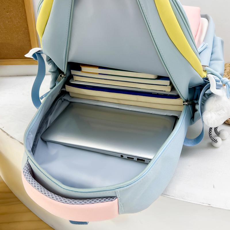 Contrast Color Women Large Capacity Backpack Student School Bag