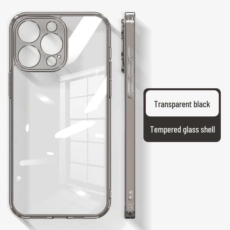 Transparent Glass Case for iPhone 17, 16 Pro Max, 15, 14 - Soft Edge, Drop-Proof Protective Cover