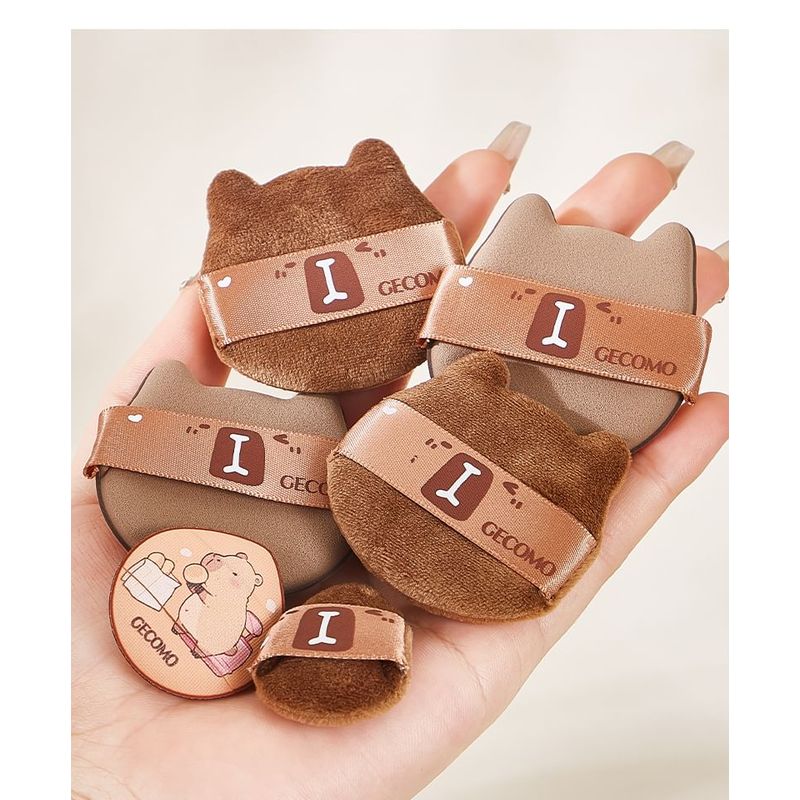Jesireca - Set of 6: Capybara Powder Puff + Mini Finger Powder Puff + Case (Various Designs)