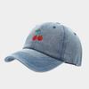 Cherry Embroidered Denim Baseball Cap For Women With Sun Protection And Breathability