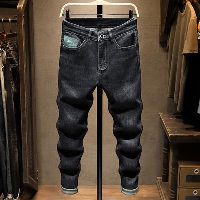 Spring and Autumn New Black Jeans Men's Fashion Brand Printed Embroidery Micro Harlan Casual Trendy Long Pants Men