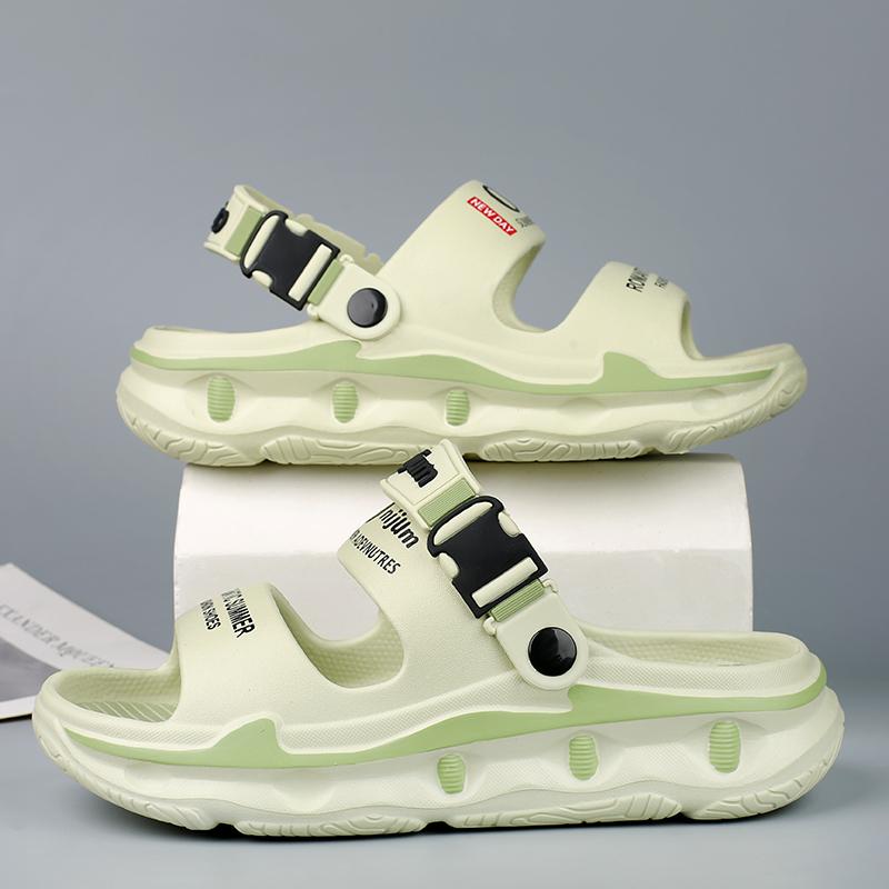 

Летние мужские уличные сандалии, тапочки, пляжные удобные сабо на толстой подошве, мужская повседневная обувь, садовая обувь, мужские и женские пляжные сандалии 36-37 зелёный