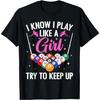 Funny Billiards Design For Women Girls Pool Billiard Player T-Shirt(3)