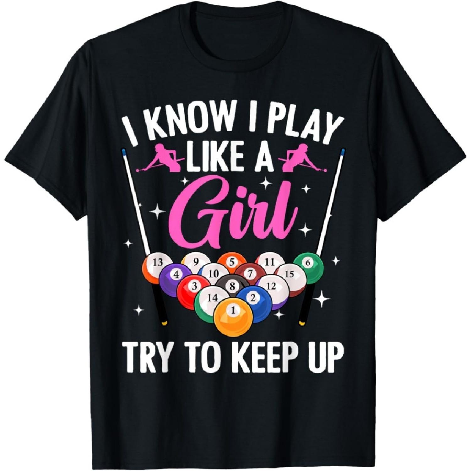 Funny Billiards Design For Women Girls Pool Billiard Player T-Shirt(3) S