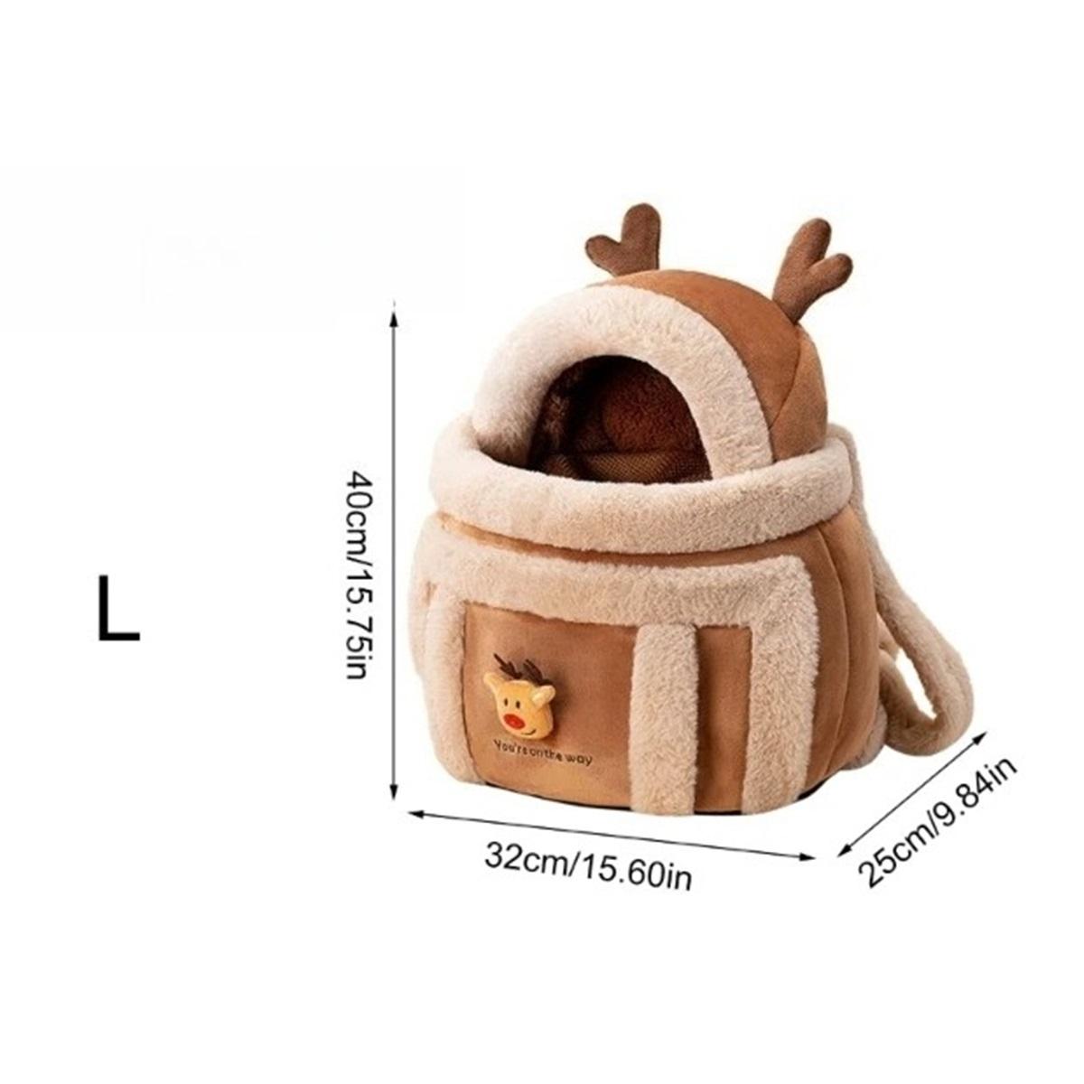 

Сумка-переноска для кошек Рюкзак в форме плюшевого лося для питомца Зимний рюкзак для выгула щенков Для путешествий, походов, кемпинга на открытом воздухе, для использования в помещении L