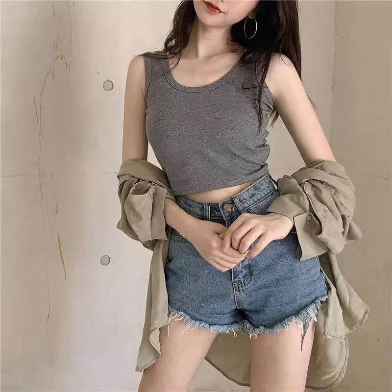 New suspender with chest pad vest for women's summer short versatile navel-based small vest for women