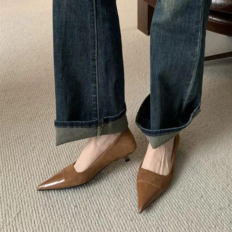 Fashion Bailamos 2025 Spring Pointed Toe Women Sexy Shallow Slip On Pumps Shoes Fashion Thin High Heel Ladies Elegant Dress Boat Shoes M