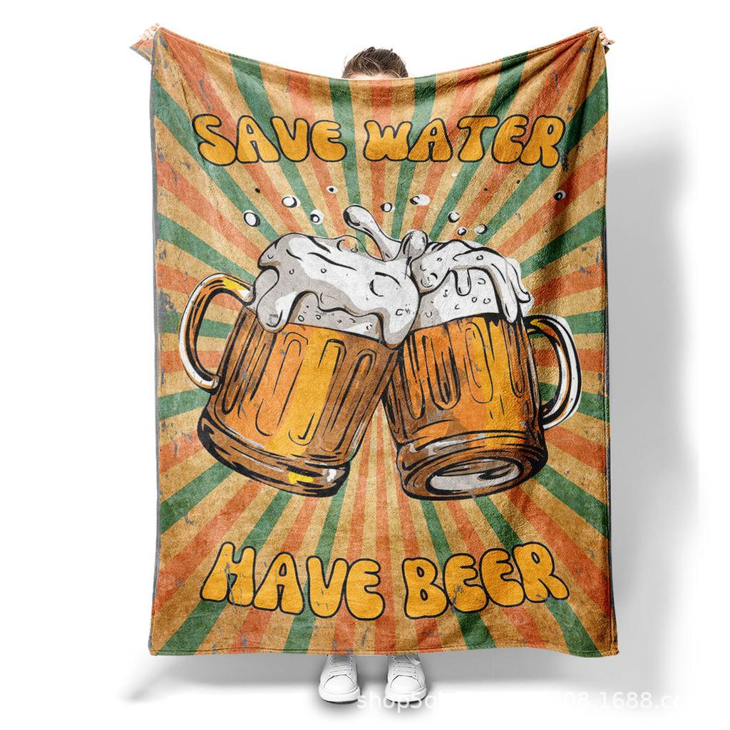 Beer Festival Theme Pattern Printed Blanket for Bed Travel Camping Living Room Office Conditioning Blanket for All Seasons Gifts