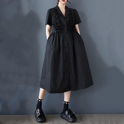 Short Sleeve Plus Size Cotton Mesh Vintage New In Dresses for Women Casual Loose Long Summer Shirt Dress