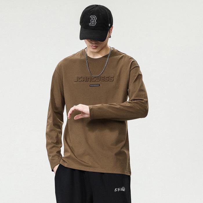 

Spring & Autumn 2025 Men s Cotton Round Neck Long-Sleeve Trendy Brand T-Shirt XL кавовий