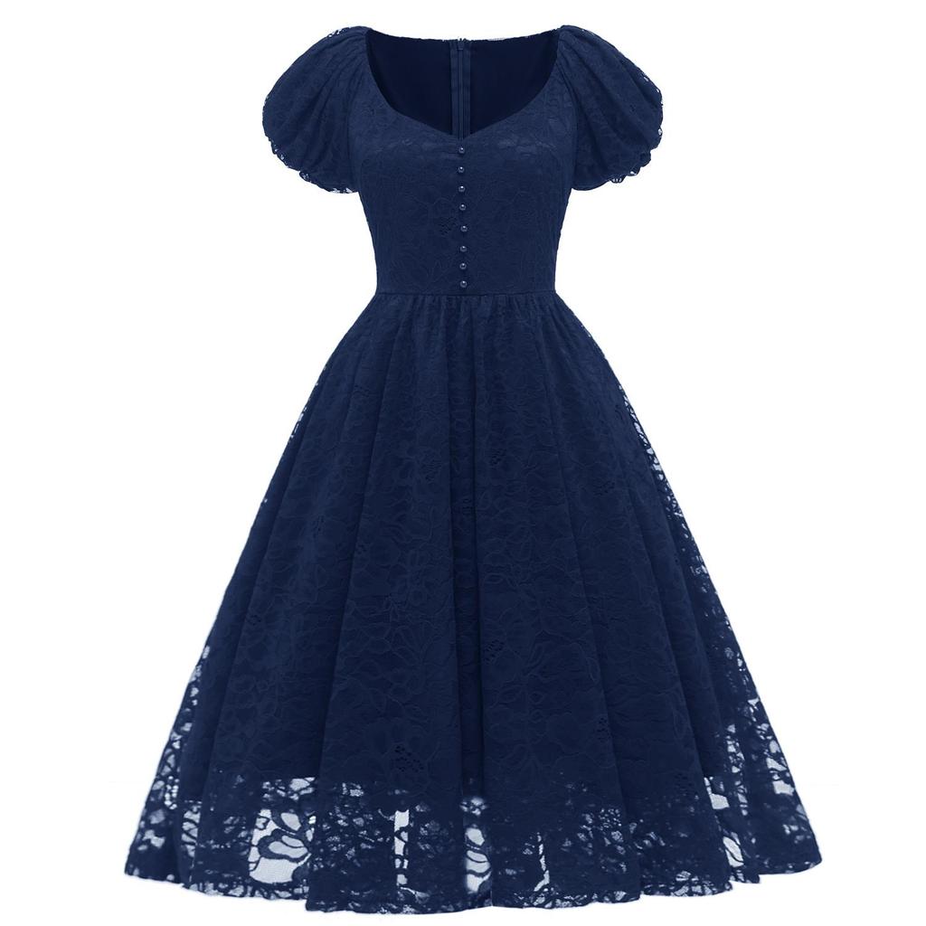 chinese dress ladies Red 1950s Lace Strap Swing Dress main image 1
