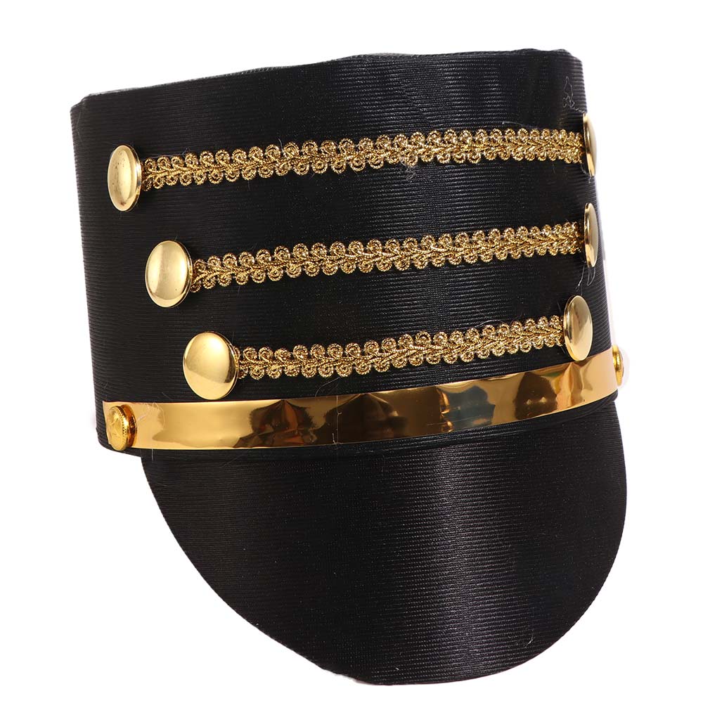 Cosplay Show Marschkapellenhut Goldene Zierstreifen Soldaten Mütze Kostümzubehör