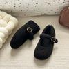 Winter Design Fur Women Mary Jane Shoes Concise Soft Sole Outdoor Shoes Ladies Comfort Warm Cotton Flats Shoes