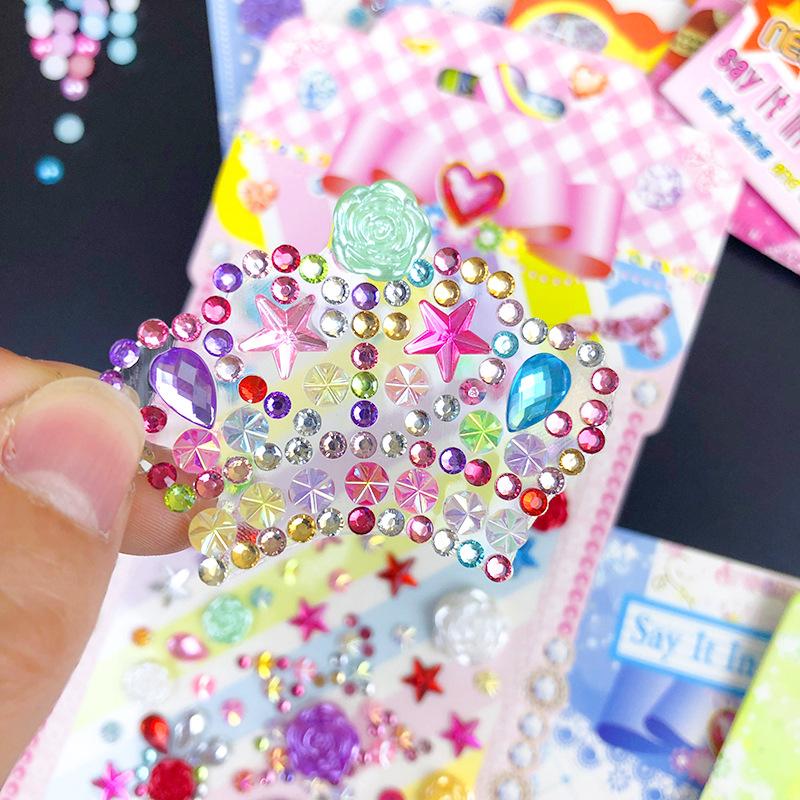 6PCS 3D Gem Diamond Stickers Rhinestone Acrylic Crystal Creative DIY Gifts For Girls Kids Toys Mobile Album Decoration