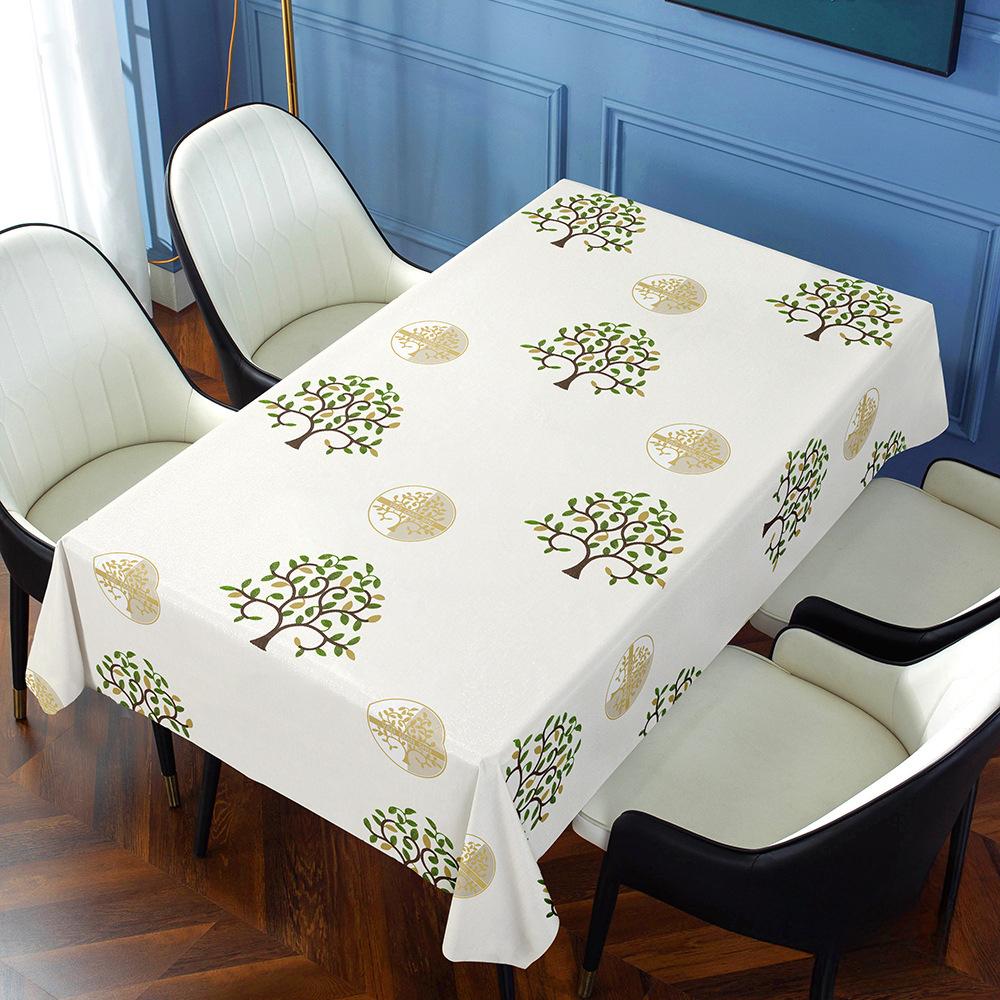 New Chinese Style Household Waterproof and Oil Proof PVC Tablecloth  Embroider Long Strip Tablecloth Coffee Table Cover Cloth