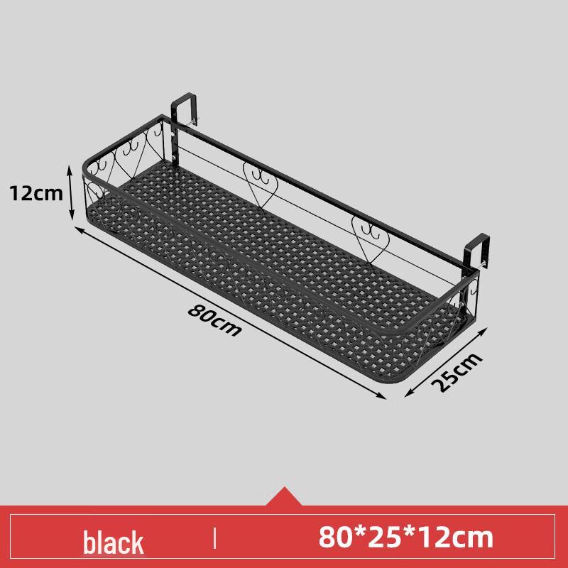 Черная кованая подвесная полка для цветочных горшков на балкон