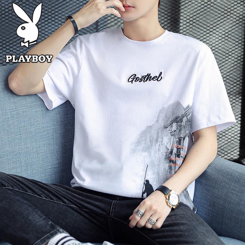 

Playboy Men s Short Sleeve Casual T-Shirt 3XL