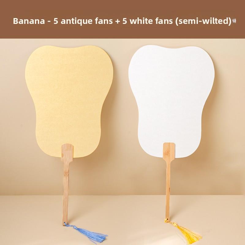 Thiened Blank Xuan Paper Calliaphy Fan DIY Material Kit Hand-Painted Cultural Creative Fan round ape Bamboo Frame