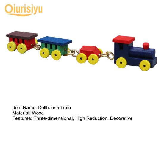 1:12 Delicate High Reduction Decorate Wood Colorful Wooden Train Model Toys Doll House Dollhouse Train