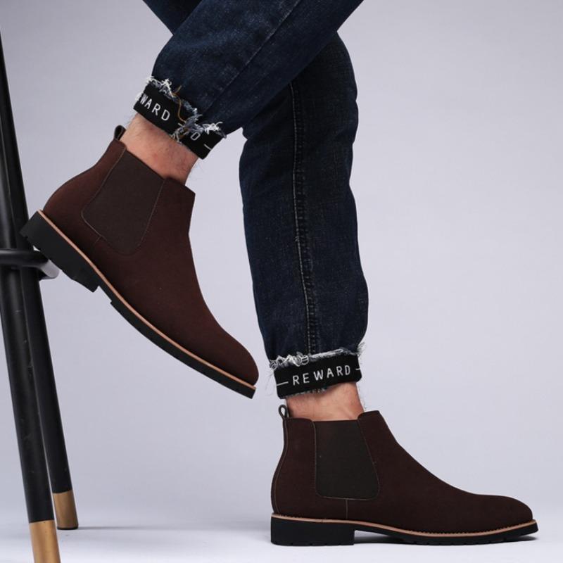 Men Ankle Boots British Style Suede Leather Boot Fashion Chelsea Boots for Men Business Dress Boots High Top Casual Booties 2025