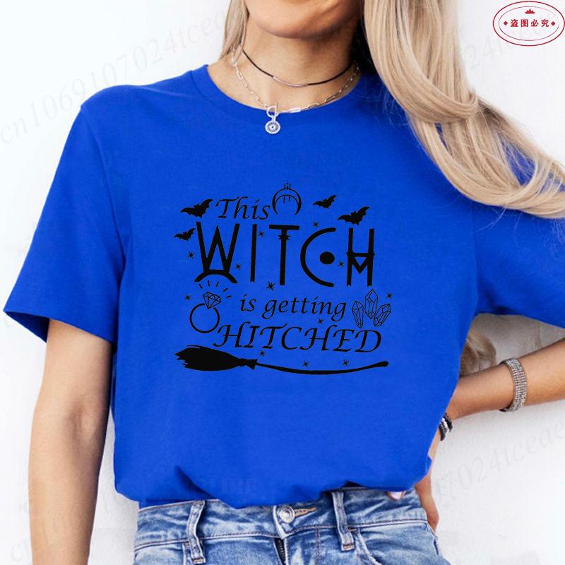 Halloween Bachelorette Party Tshirt This Witch Is Getting Hitched Tees Brides Crew Shirt Women Halloween Bridesmaid Tops