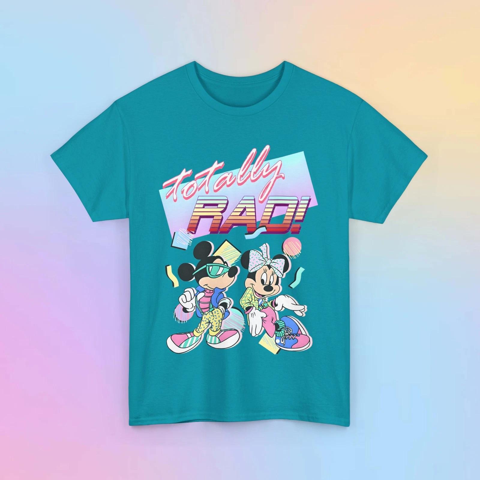 80s Pastel Mickey & Minnie Mouse Totally Rad T-Shirt - Unisex Tee - Disney Shirt 4XL