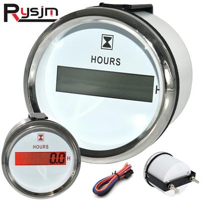 52mm 2'' Digital Hour Meters Waterproof Hourmeters LCD Display Clock Gauges Red Backlight 9-32V for Auto Yacht Boat Motor